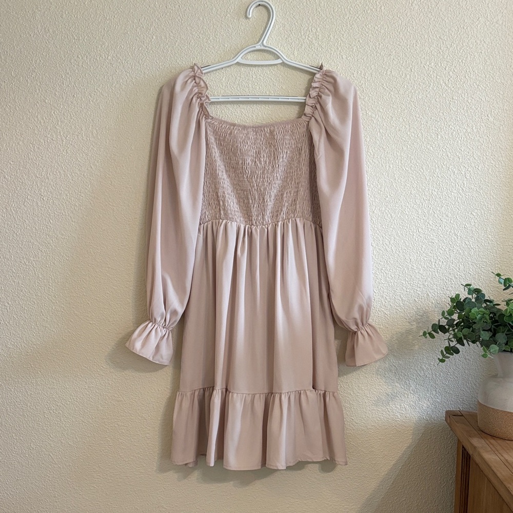SHEIN cream long sleeve dress
